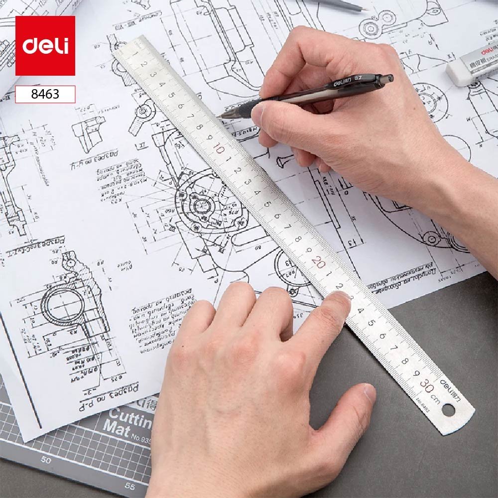 ديلي مسطرة معدن - قياس 30 سم - فضي - E8463