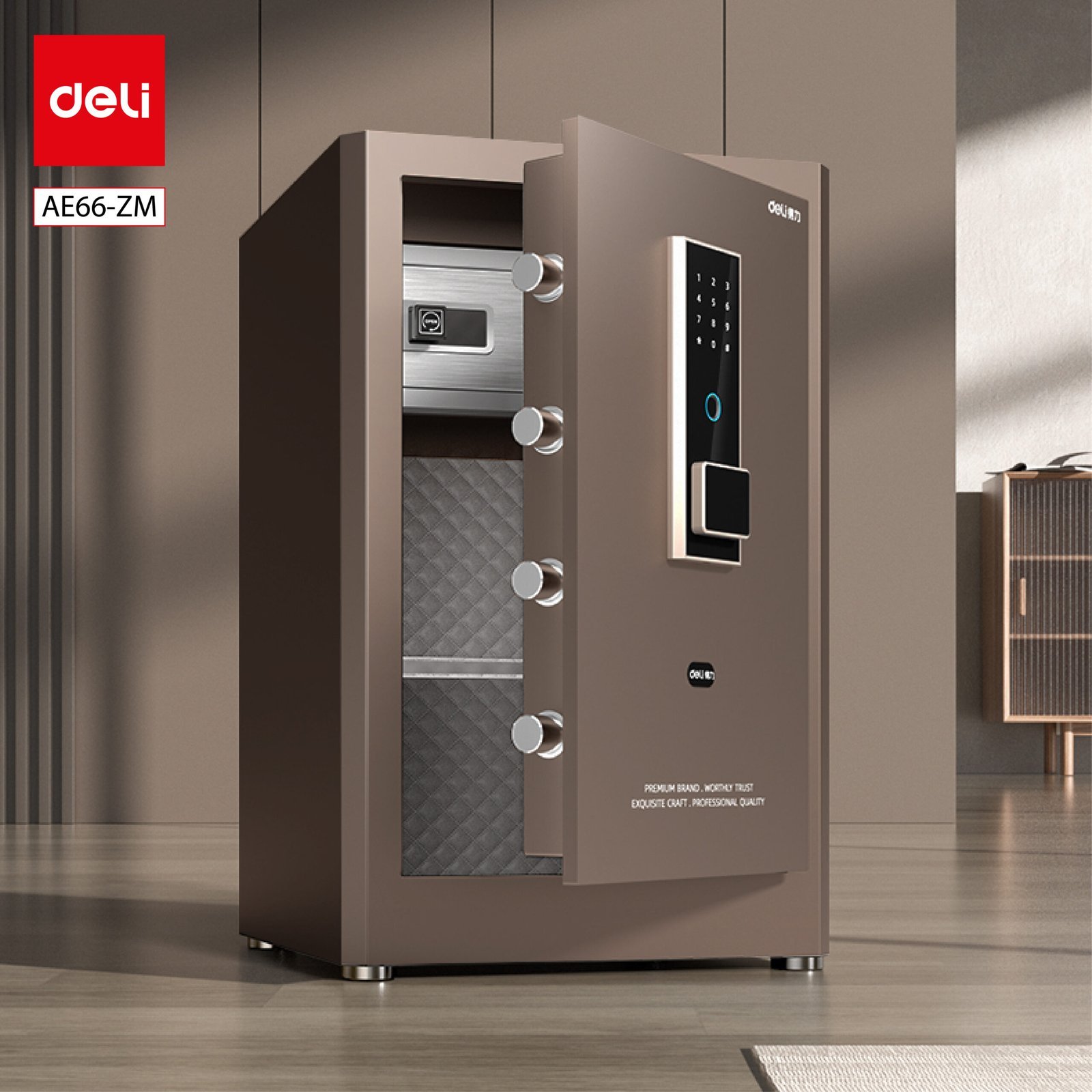 ديلي خزنة بصمة الإصبع + قفل أرقام - ذهبي -ZM-AE66