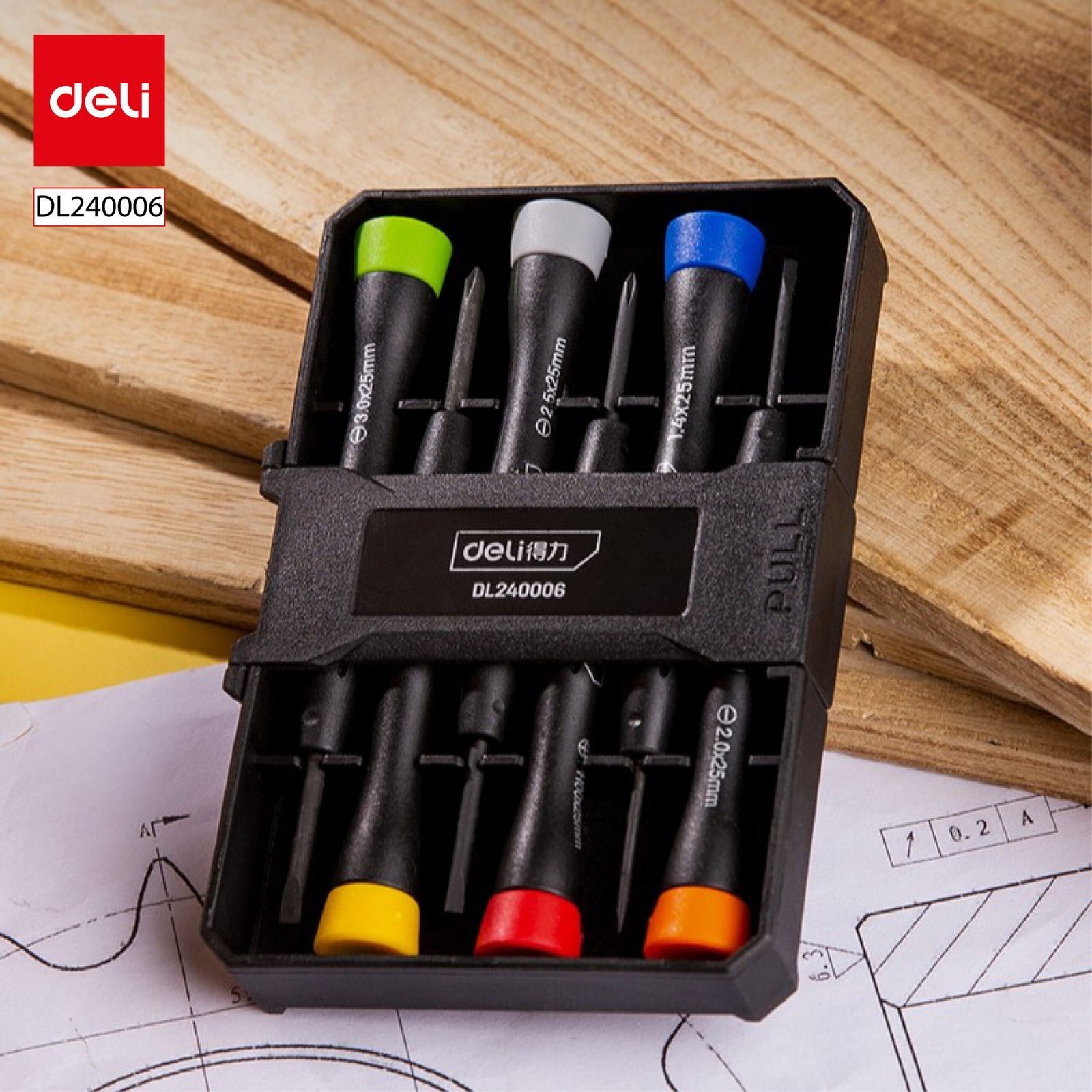 ديلي مفك براغي دقيق - مجموعة من 6 قطع - أصفر- DL240006 -