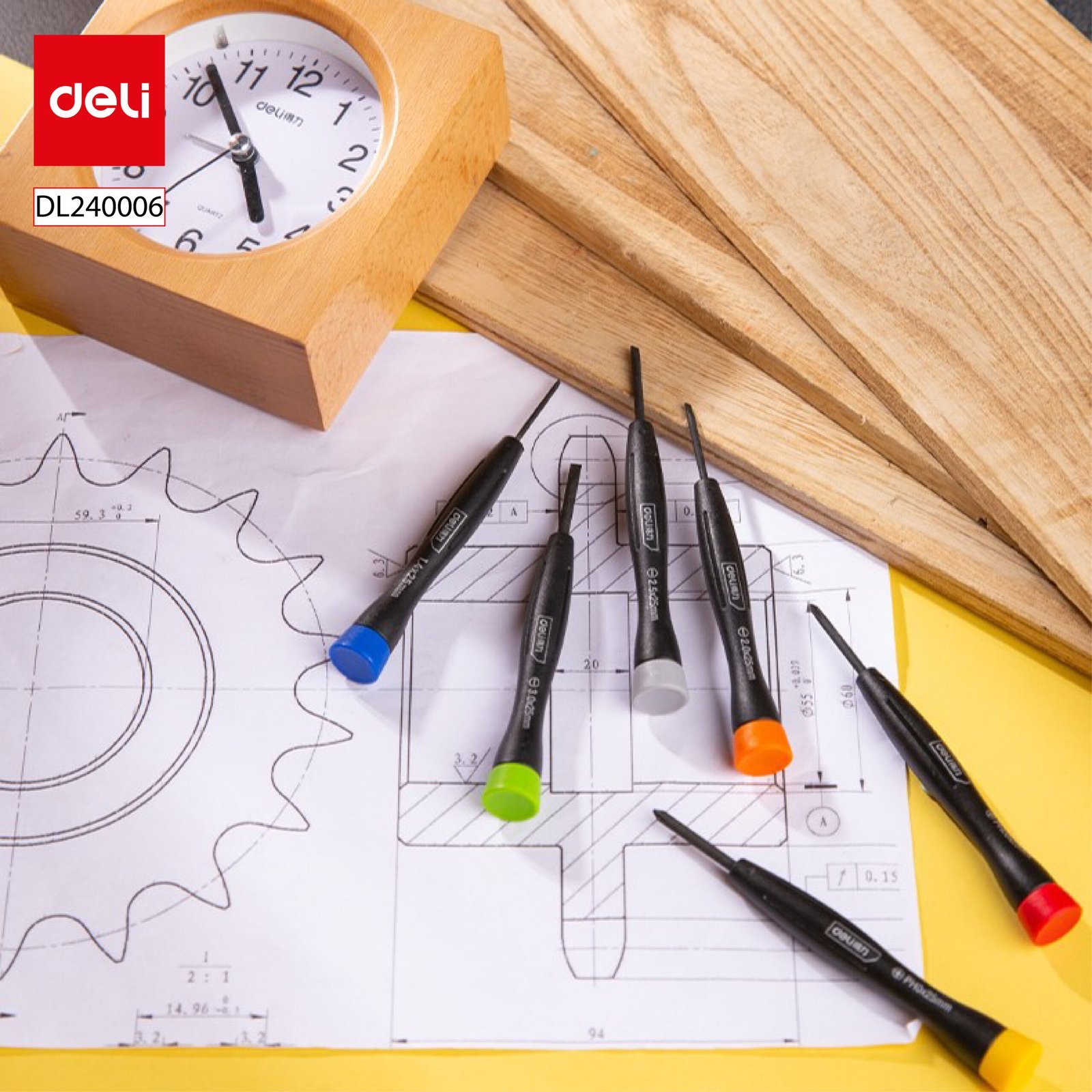 ديلي مفك براغي دقيق - مجموعة من 6 قطع - أصفر- DL240006 -