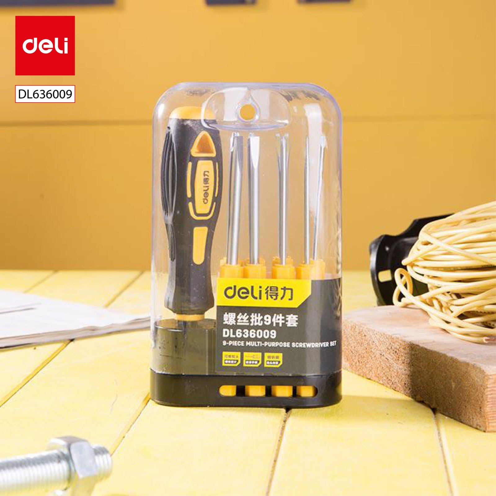 ديلي مجموعة مفكات براغي - 9 قطع / مجموعة -DL636009