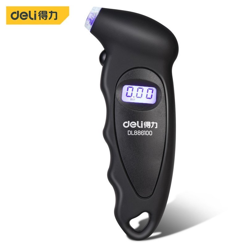 ديلي مقياس ضغط الإطارات الرقمي + تفريغ الهواء - مع ضوء خلفي - لون أسود - عالي الدقة- DL886100