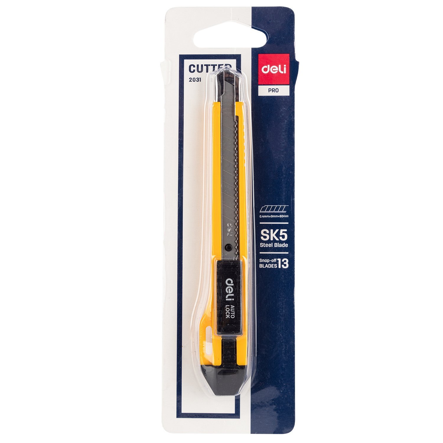 ديلي مشرط بلاستيك سكة معدن - رفيع- قفل تلقائي نسلة راس اصفر- E2031