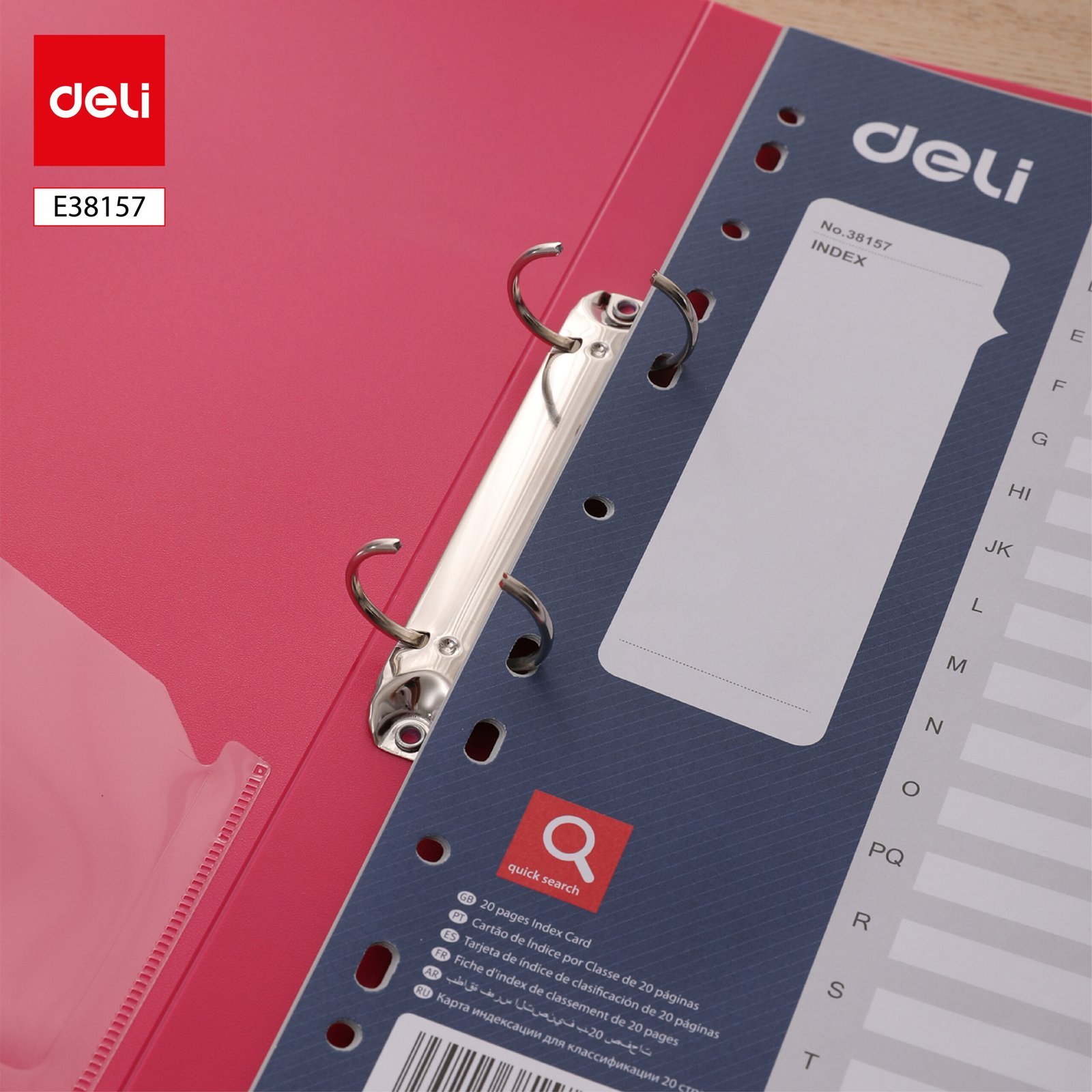 E38157-1 ديلي أطباق فواصل وفهرسة مصنف - 20 فاصل -قياس - 44 رمادي - E38157