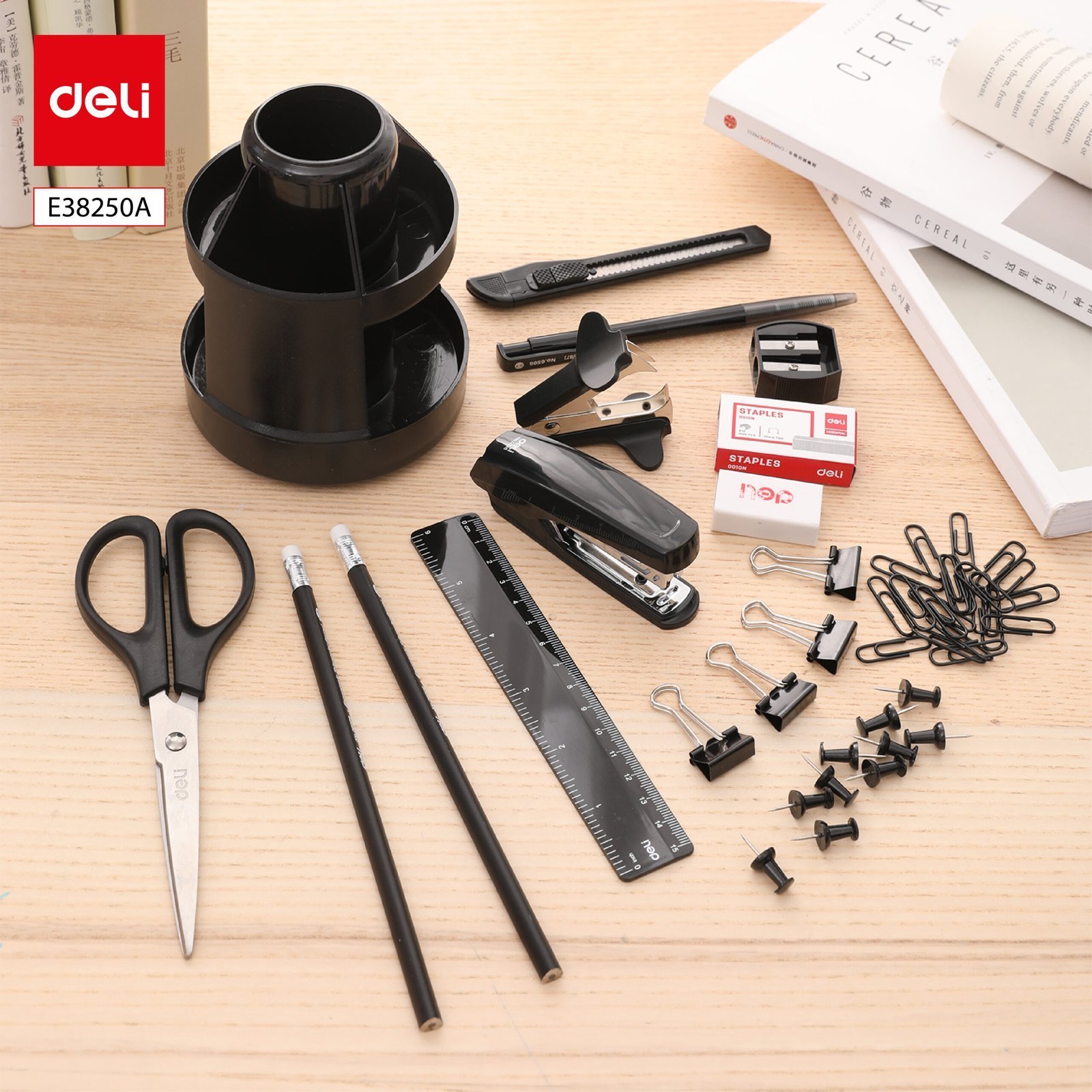 ديلي مجموعة قرطاسية عدة مكتب - 170 × 110-أسود-E38250A