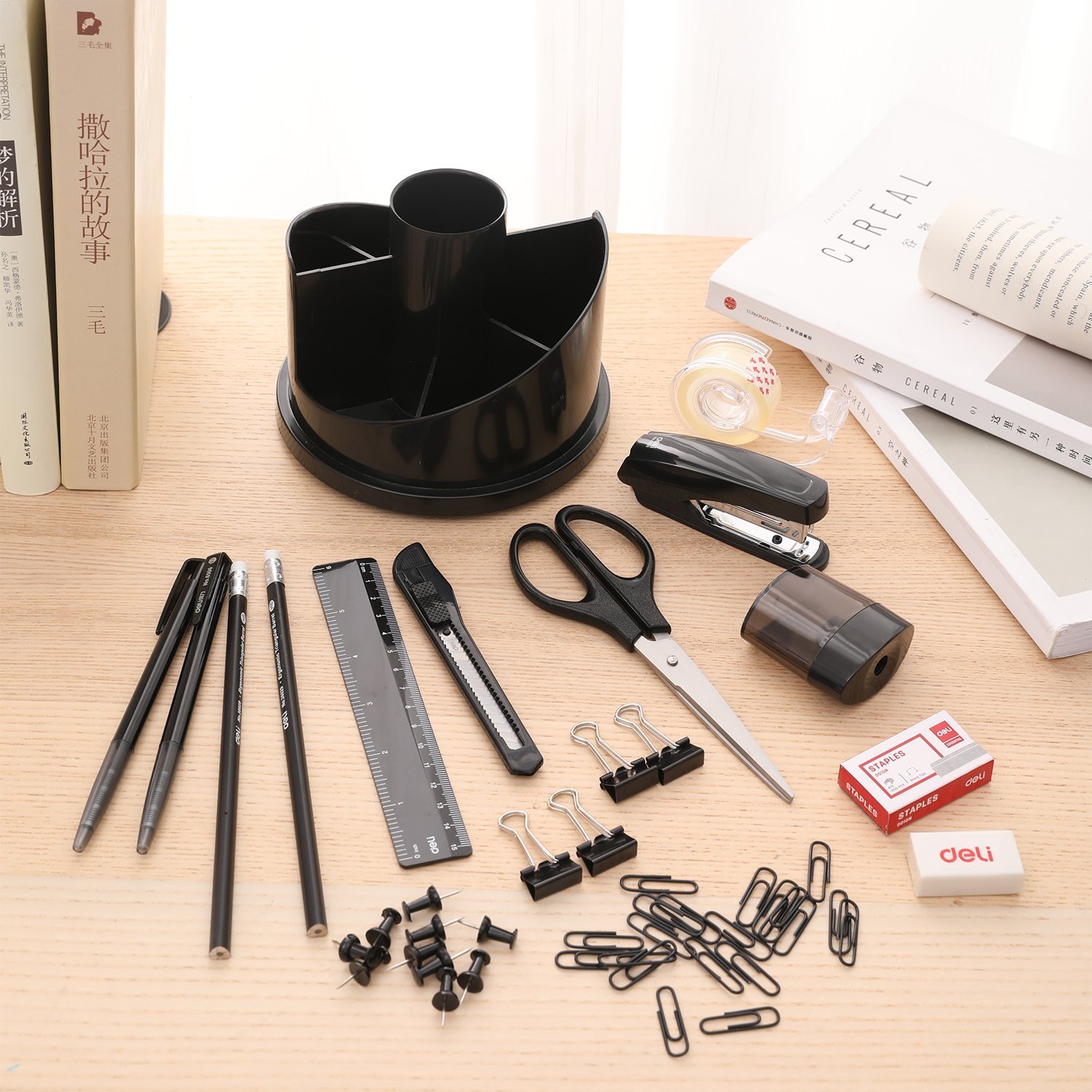 ديلي مجموعة قرطاسية عدة مكتب - 145 × 153-أسود-E38251A