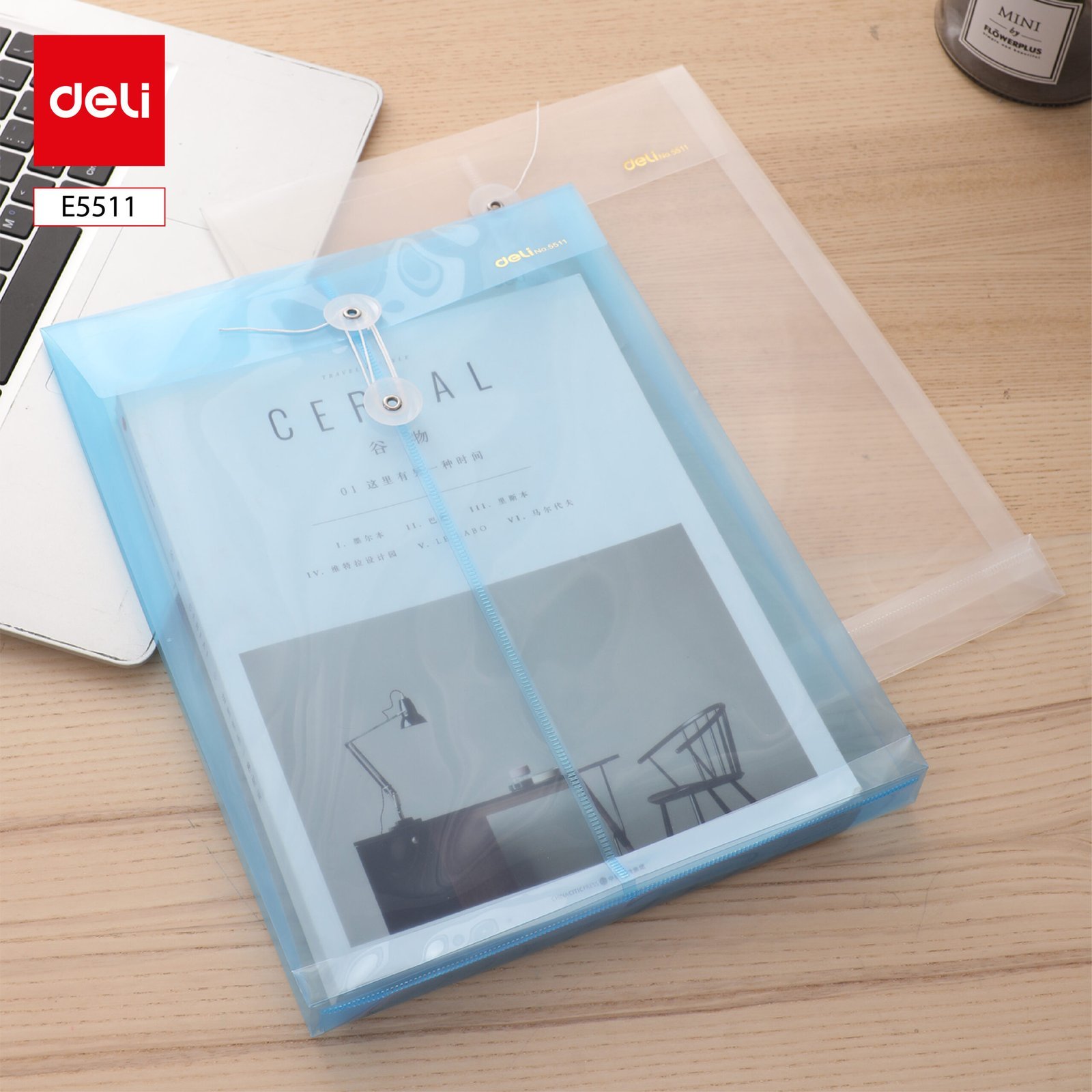 ديلي مصنف كبسة شاقولي - قياس A4 - سماكة 0.16mm - أزرق/شفاف - E5511