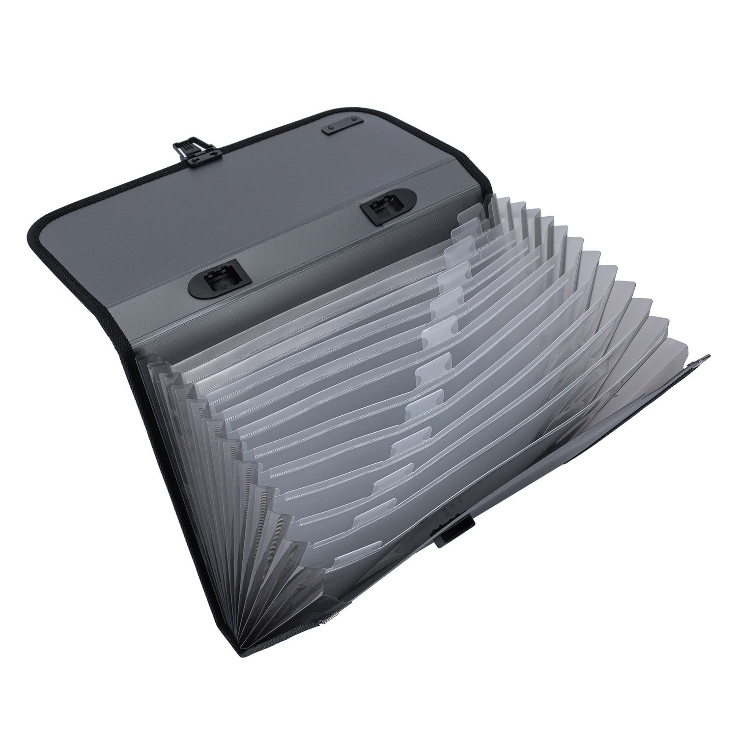 ديلي مصنف حقيبة 13 قسم - قياس - A4 مع مسكة - إغلاق بقفل - رمادي // أزرق زيتي) - E5556