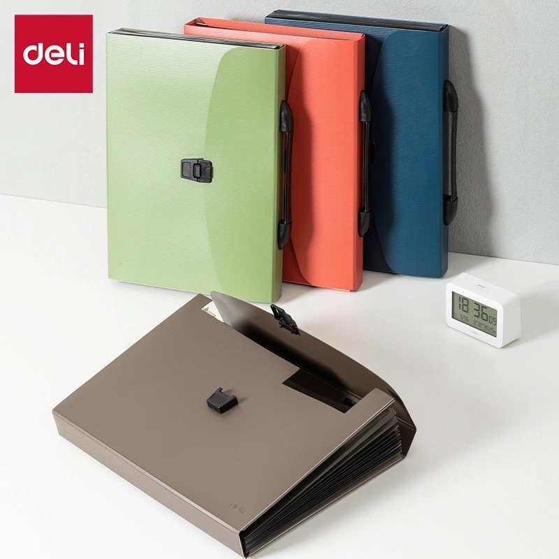 ديلي مصنف حقيبة 13 قسم - قياس 4A - مع مسكة - إغلاق بقفل - ( برتقالي - اخضر - بترولي - زيتي ) - E5557