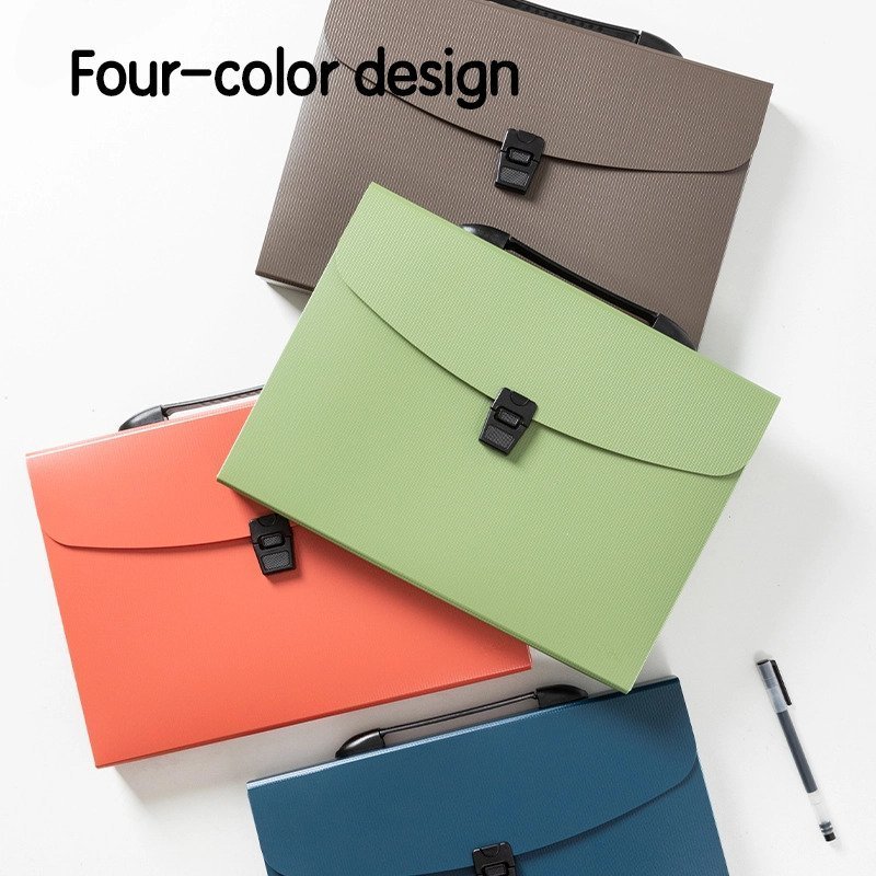 ديلي مصنف حقيبة 13 قسم - قياس 4A - مع مسكة - إغلاق بقفل - ( برتقالي - اخضر - بترولي - زيتي ) - E5557