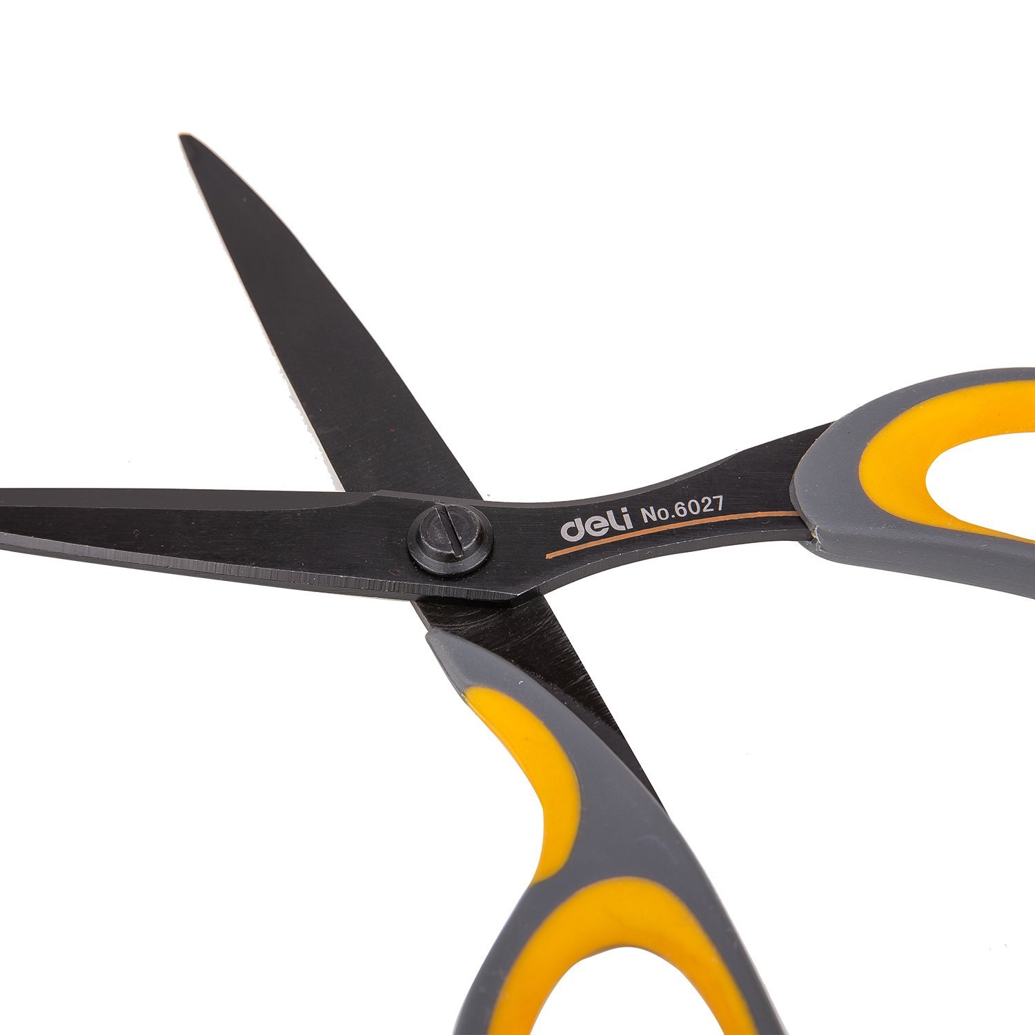 ديلي مقص اسود معدن - مقبض بلاستيك ومطاط لونين17.5-سم-رمادي واصفر- E6027