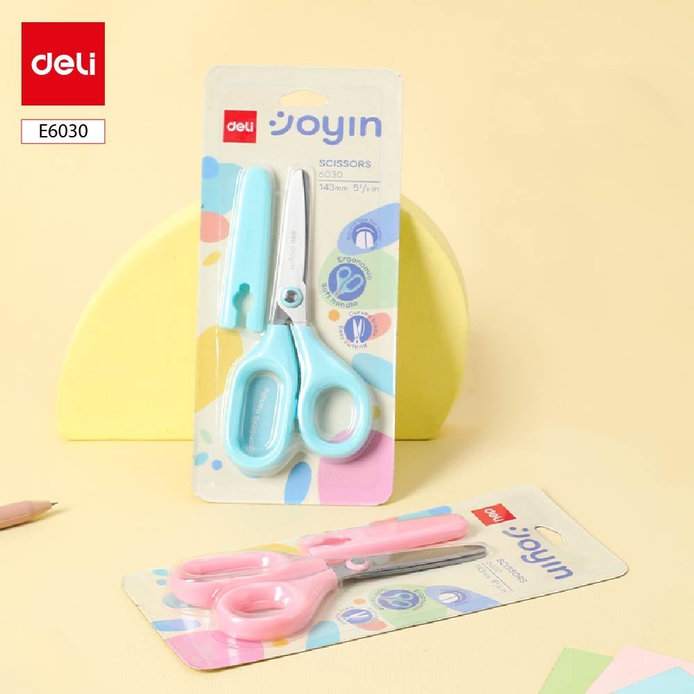 ديلي مقص مدرسي - 14 سم - أزرق/زهر - E6030