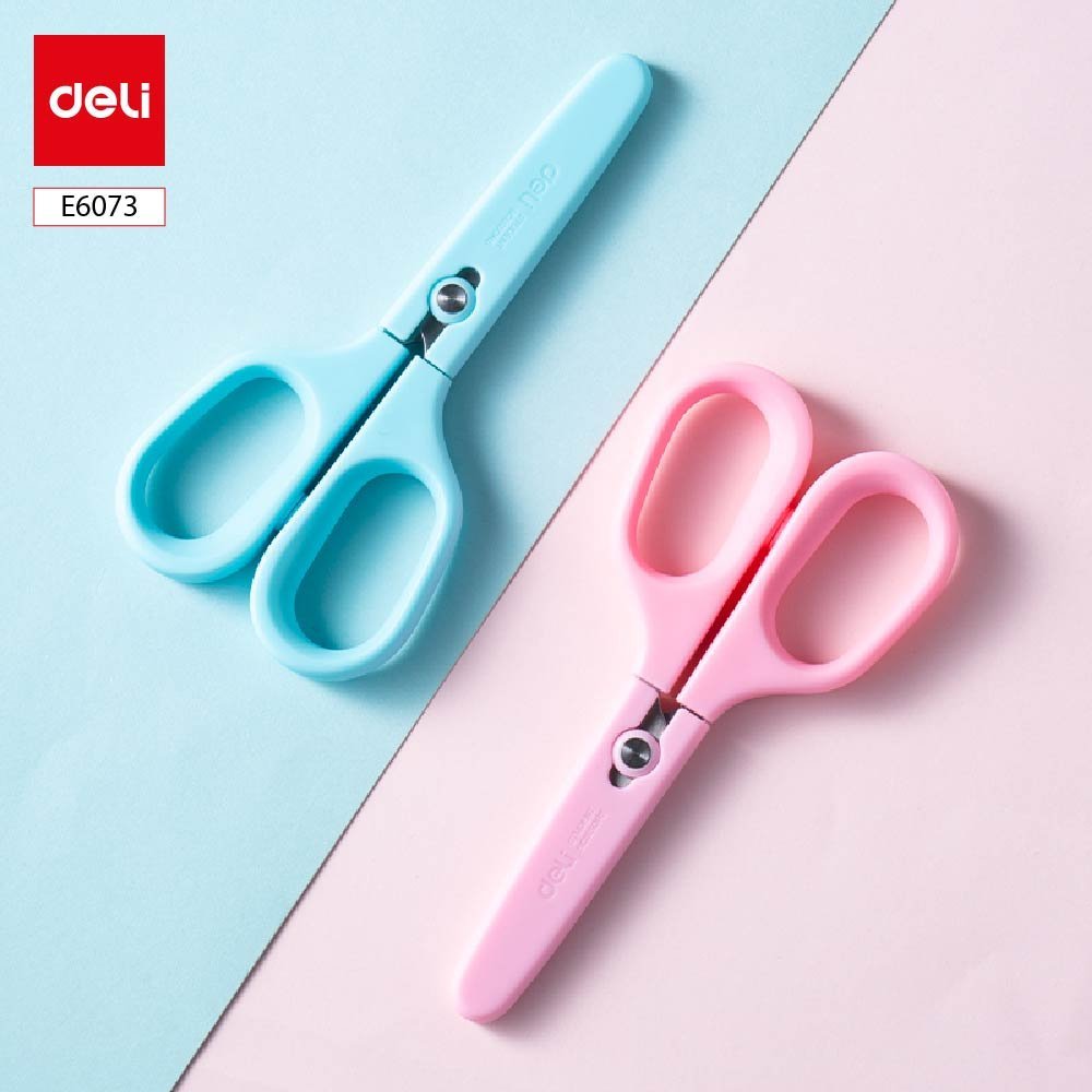 ديلي مقص مدرسي - 14.5 سم - أزرق/زهر - E6073