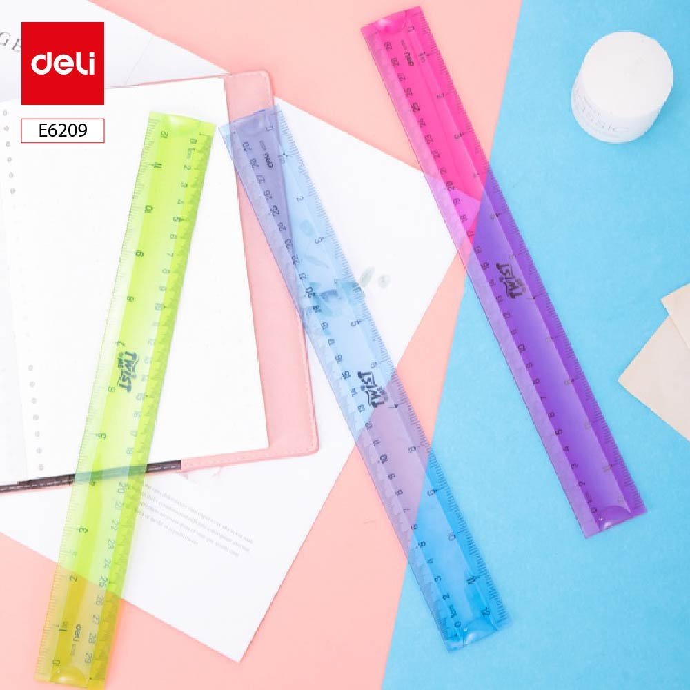 ديلي مسطرة سيليكون - قياس 30 سم - أخضر/أحمر/أزرق E6209