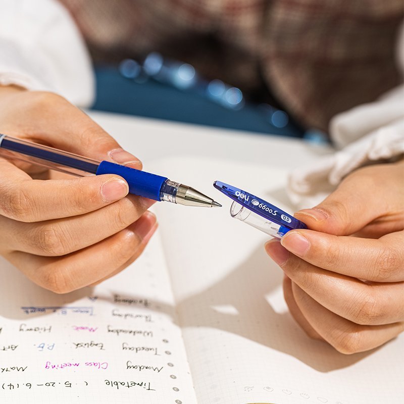 ديلي قلم حبر جل بدن شفاف, أسود - E6600S