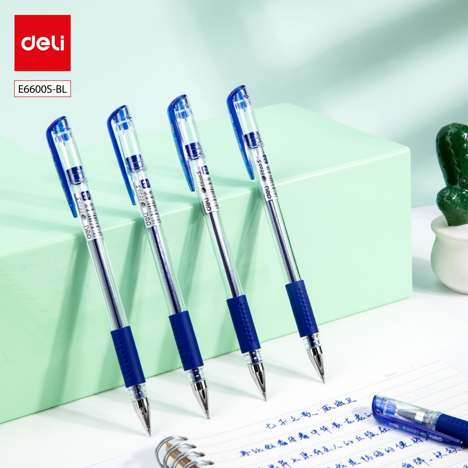 ديلي قلم حبر جل بدن شفاف, أسود - E6600S