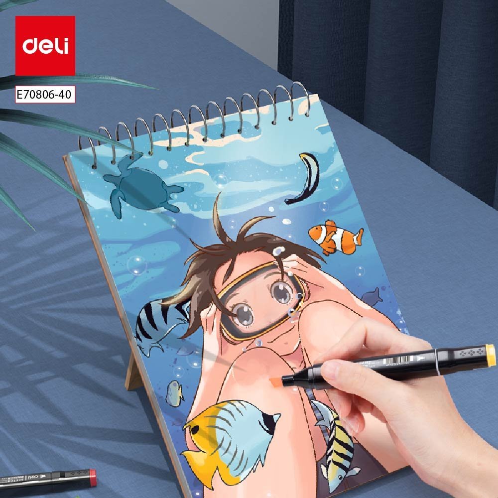 ديلي مجموعة أقلام رسم احترافية - مزدوجة الرأس - مع حقيبة - 40 لون - E70806-40