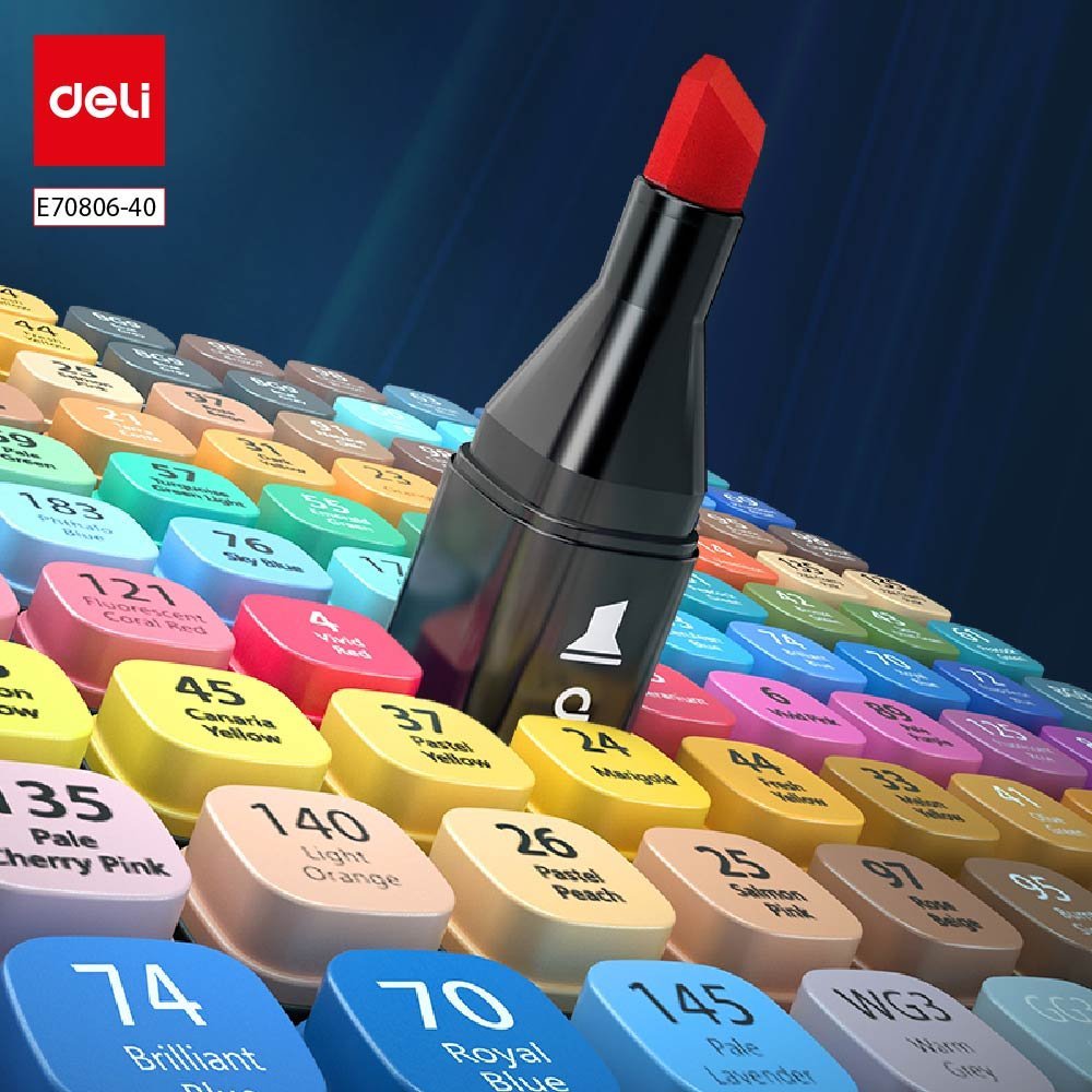 ديلي مجموعة أقلام رسم احترافية - مزدوجة الرأس - مع حقيبة - 40 لون - E70806-40