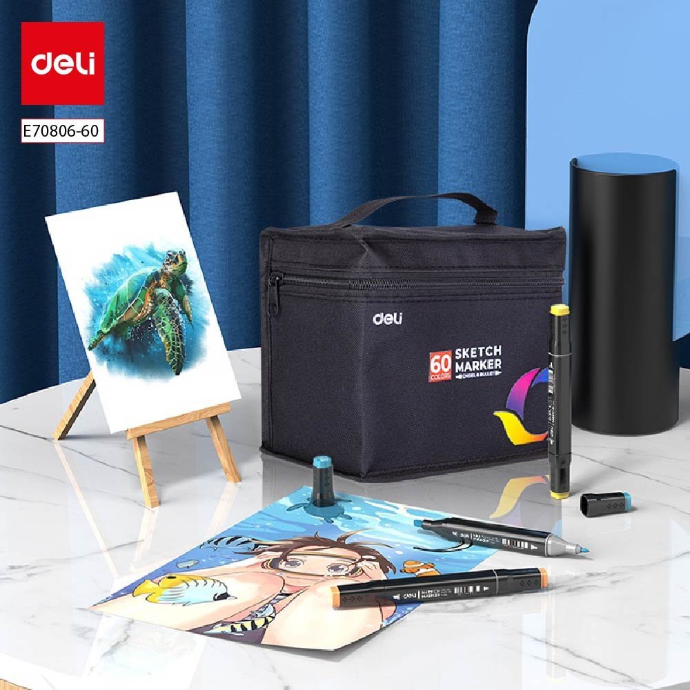 ديلي سكيتش ماركر -طرفين - مع حقيبة - مجموعة - قلم 60 - E70806-60