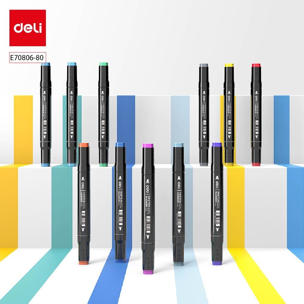 E70806-80 (1) ديلي سكيتش ماركر -طرفين - مع حقيبة - مجموعة 80 قلم -E70806-80