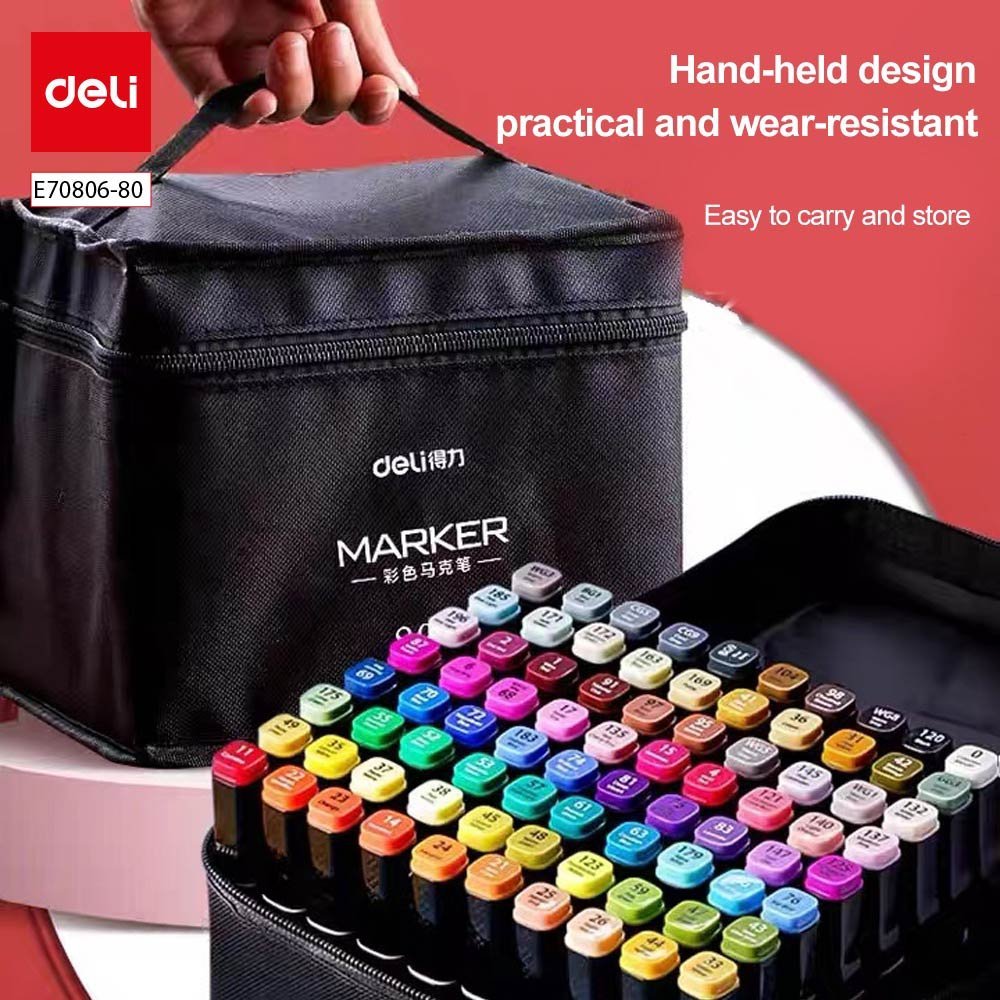 ديلي سكيتش ماركر -طرفين - مع حقيبة - مجموعة 80 قلم -E70806-80