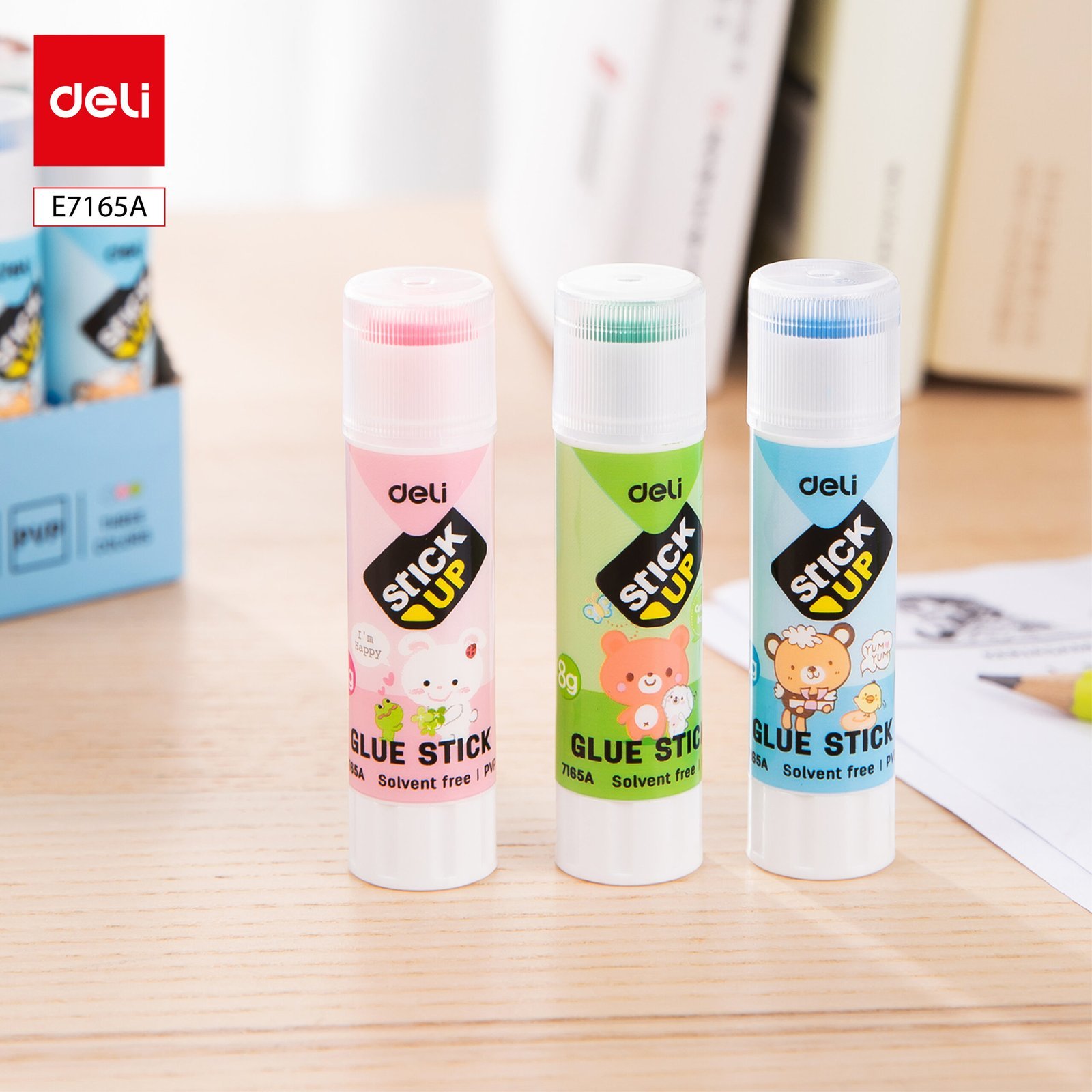 ديلي أصبع صمغ جاف - 8غ- رسومات أطفال - 3 ألوان مختلفة - E7165A