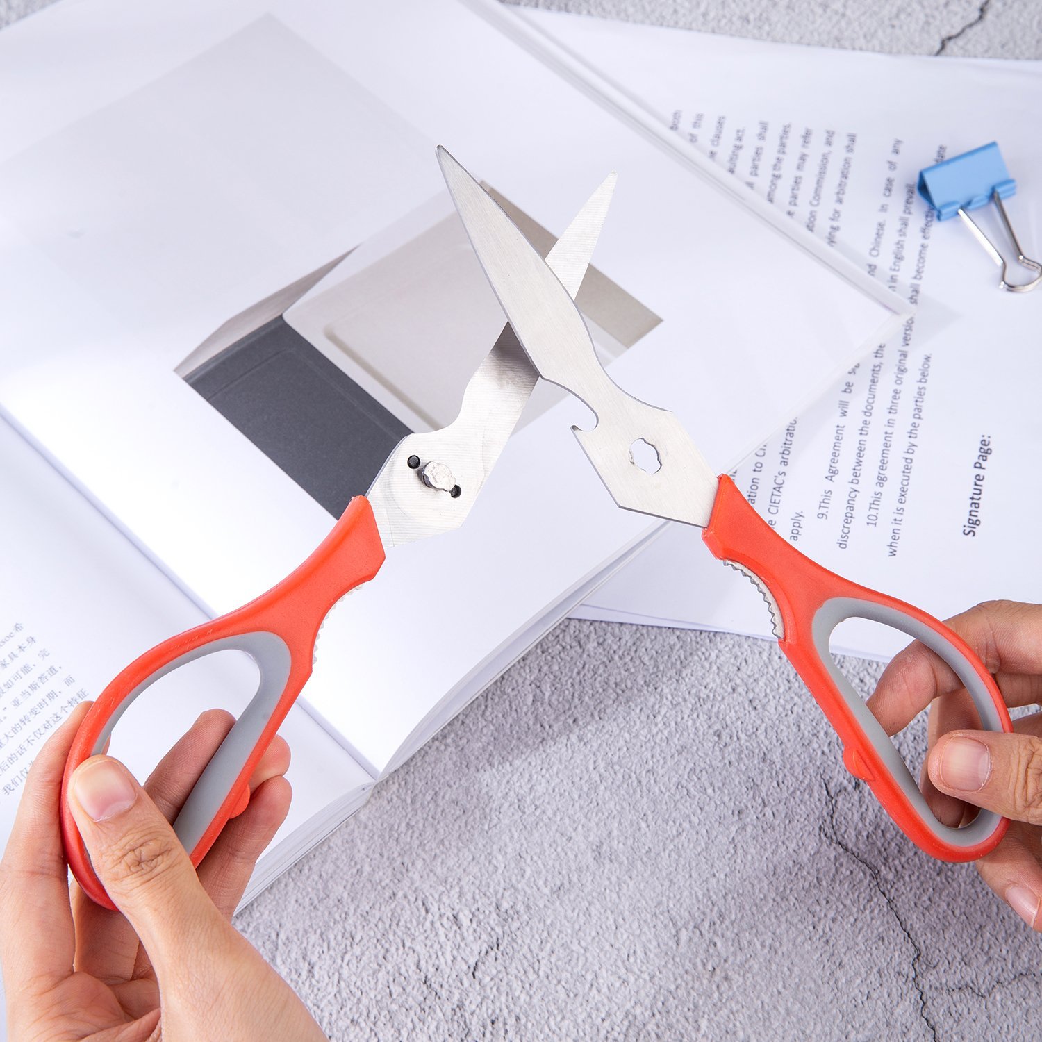 ديلي مقص معدن-مقبض بلاستيك قابل للفك مع علاقة 21سم-اسود برتقالي- E77750