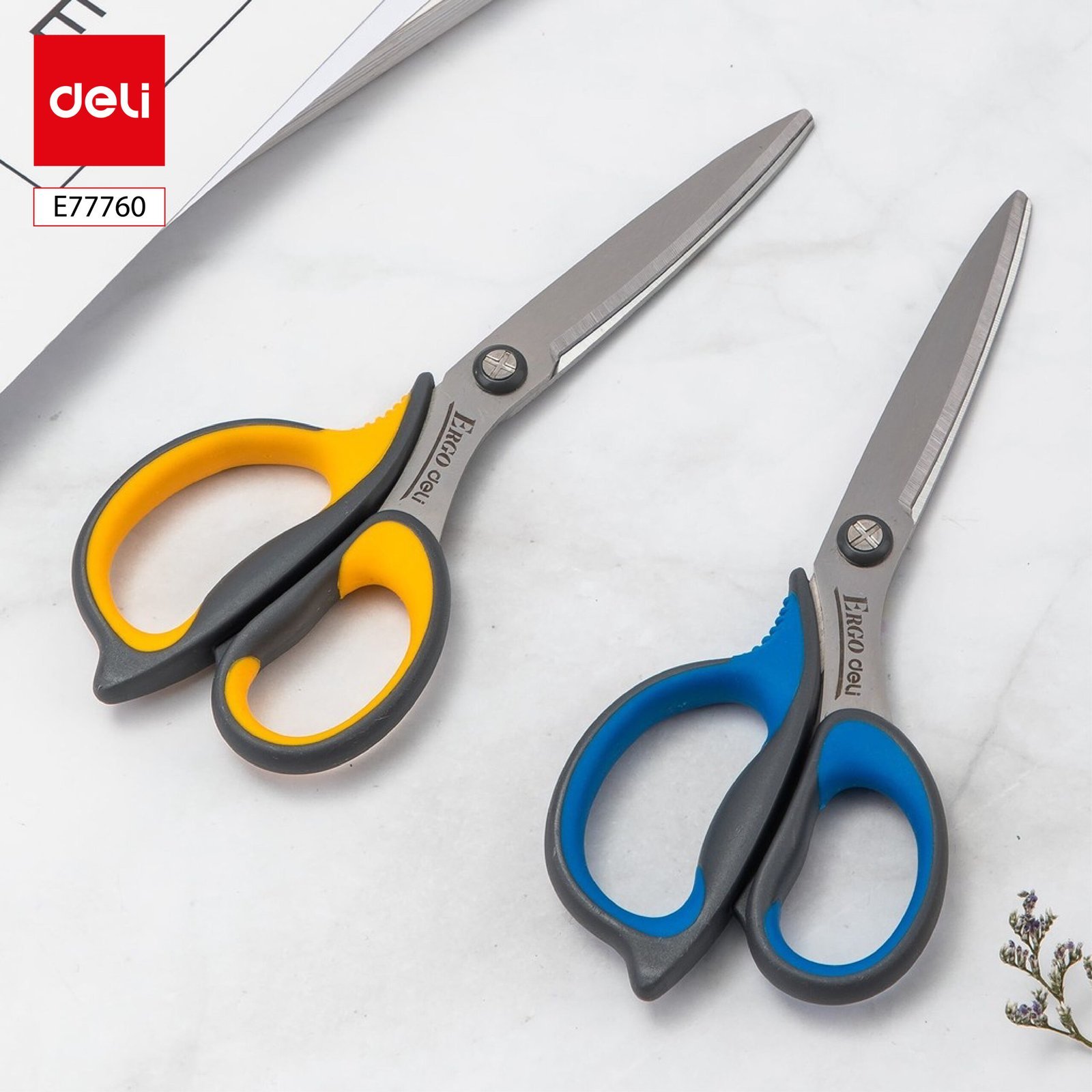 ديلي مقص معدن-مقبض بلاستيك ومطاط لونين21-سم- رمادي واصفر- E77760