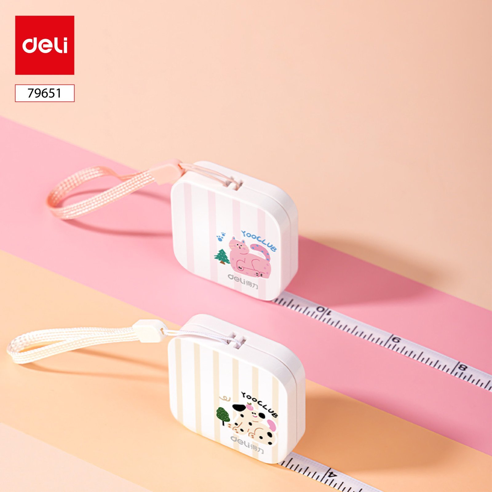 E79651 (3) ديلي شريط قياس - مقاس الشريط : 1.5 متر الطول ) 0.7 مم العرض ) - وردي أصفر - 79651