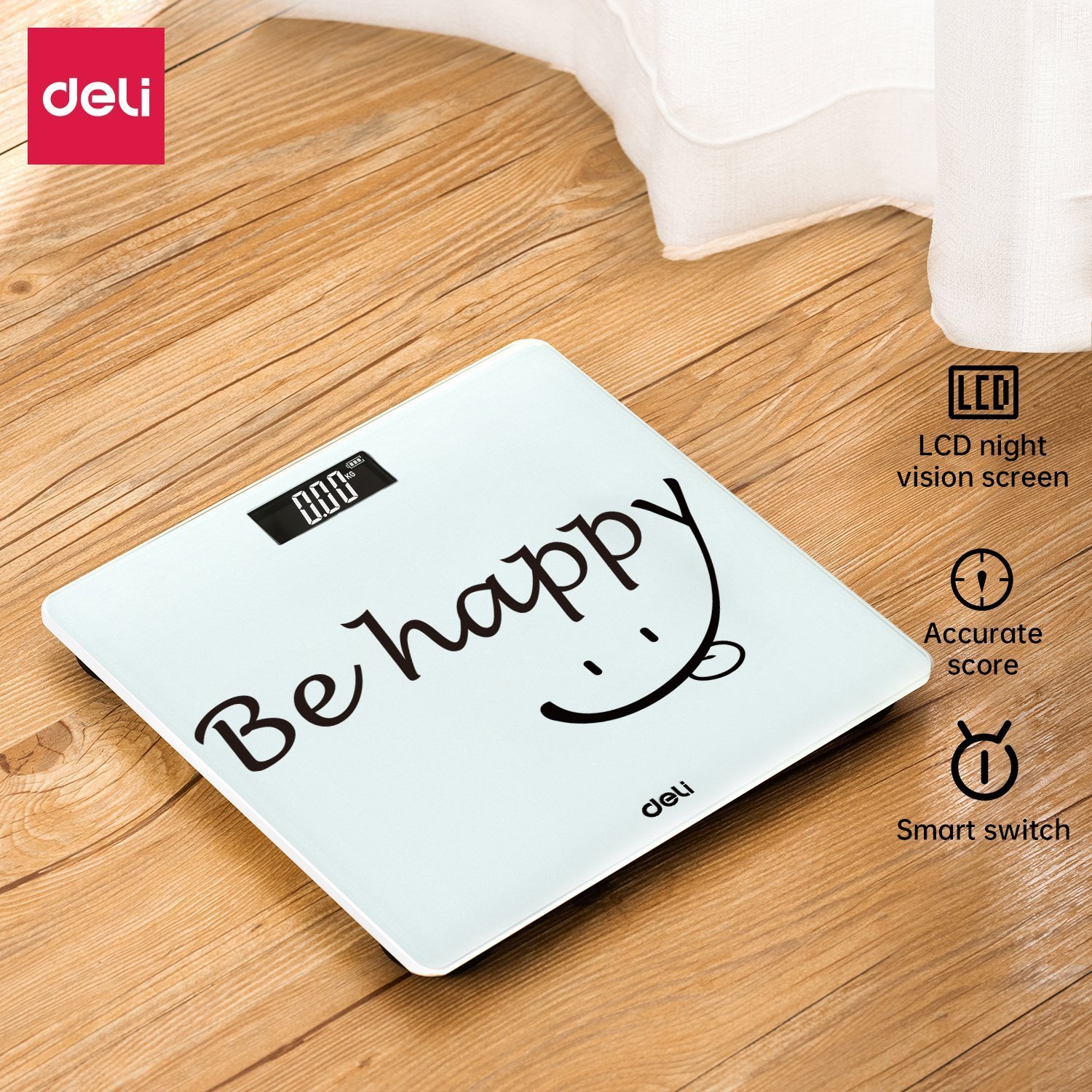 E86120-WH (3) ديلي ميزان أشخاص - شاشة رقمية - مساحة سطح26 26 سم - أبيض أسود طيف أزرق طيف زهر . E86120