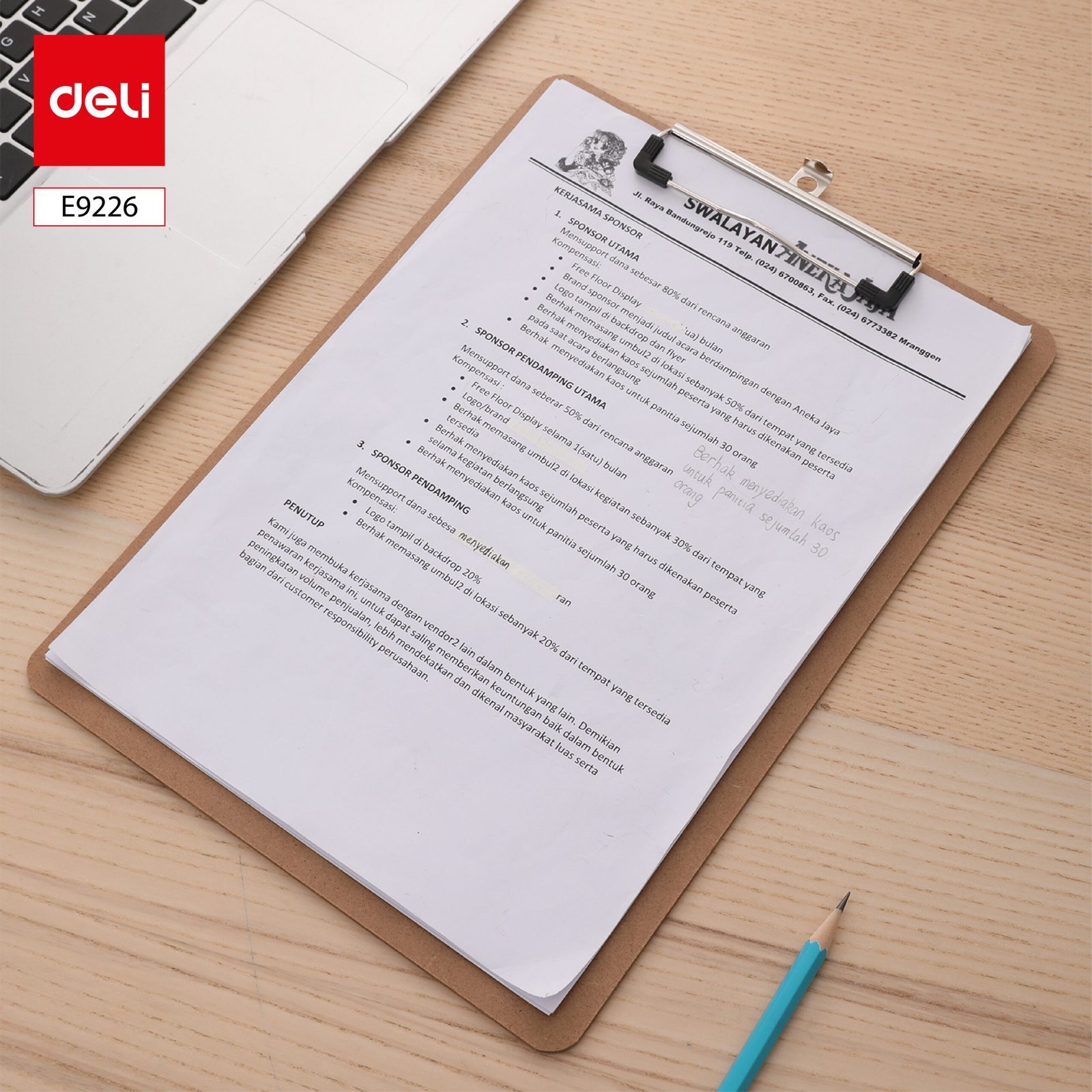 ديلي مسند ورق خشب - علاقة معدن - قياس - A4 بني E9226