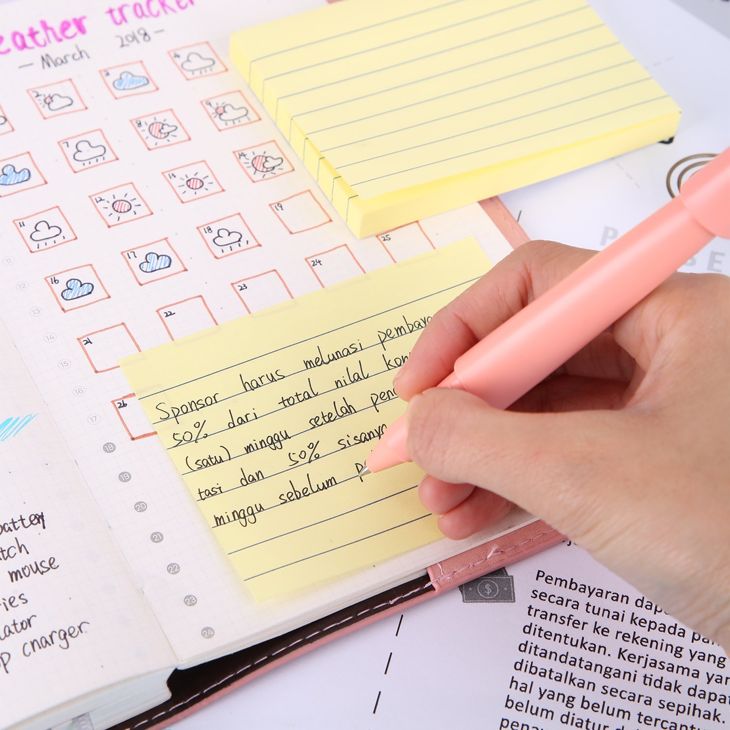 ديلي ورق ملاحظات مسطر عرضي اصفر 100طبق- EA00652