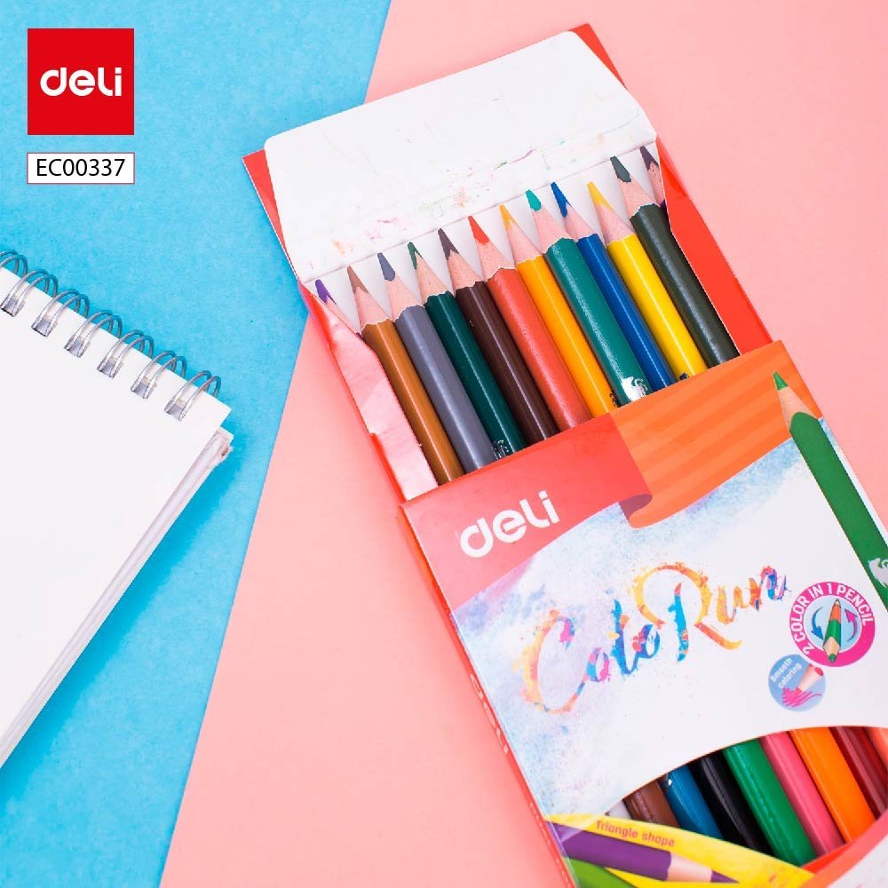 ديلي أقلام تلوين خشبي طويل - كالاران - مزدوج 12 قلم 24 لون - EC00520