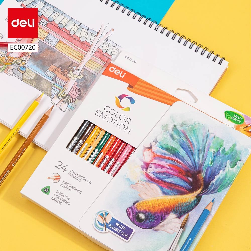 ديلي أقلام تلوين خشب مائي طويل - 24 لون - EC00720