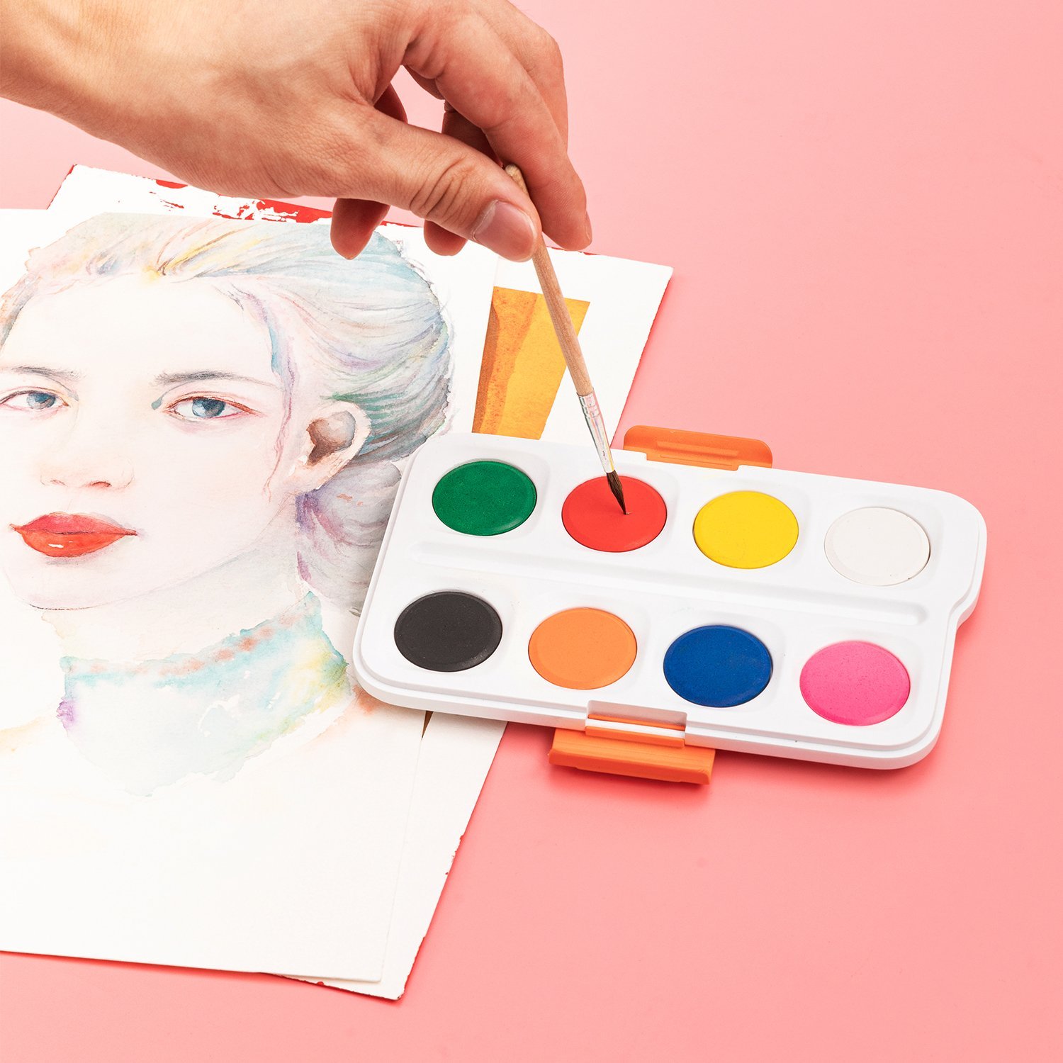 ديلي تلوين مائي حجري-كريستال- 8 ألوان مع فرشاة EC10-8