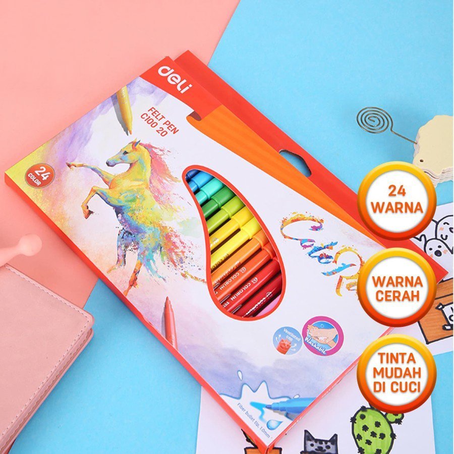 ديلي قلم تلوين فلوماستر طويل - رأس 1.0 مم - 18 لون EC10013