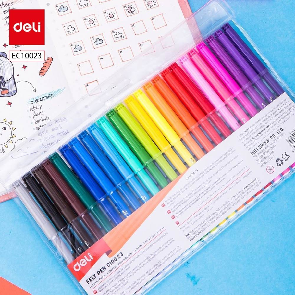 ديلي قلم تلوين فلوماستر طويل - رأس 10 مم - 24 لون EC10023
