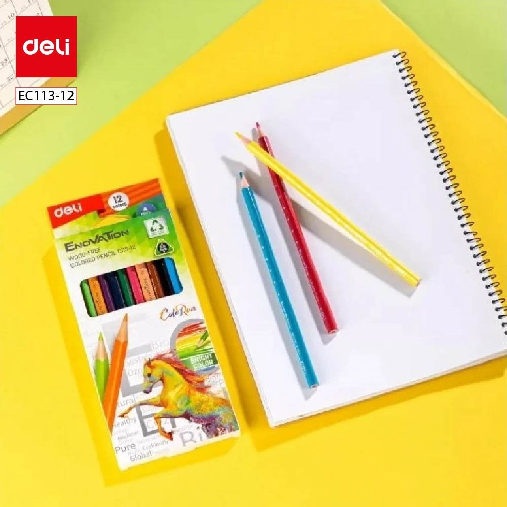 ديلي أقلام تلوين بلاستيك طويل - إينوفيشن - 12 لون - EC113-12