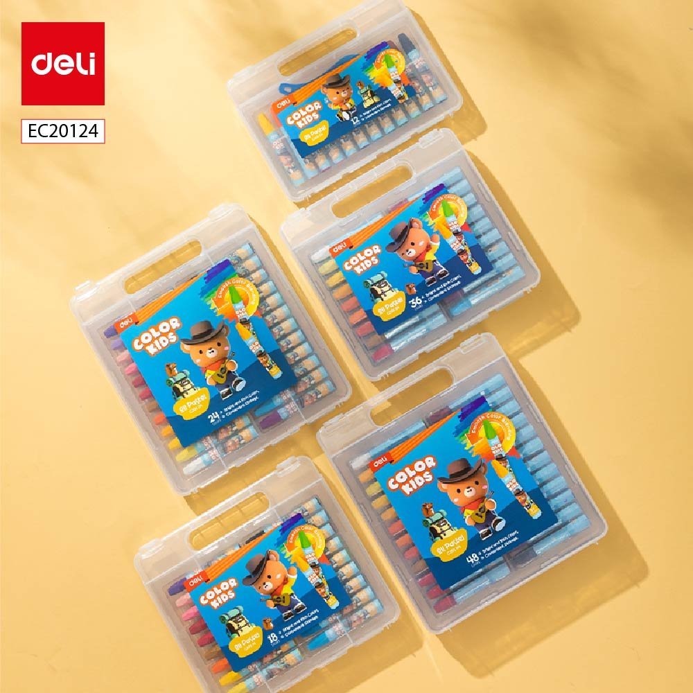ديلي قلم تلوين اويل باستل سداسي - كالار ايموشن - بوكس بلاستيك 24 لون EC20124-4