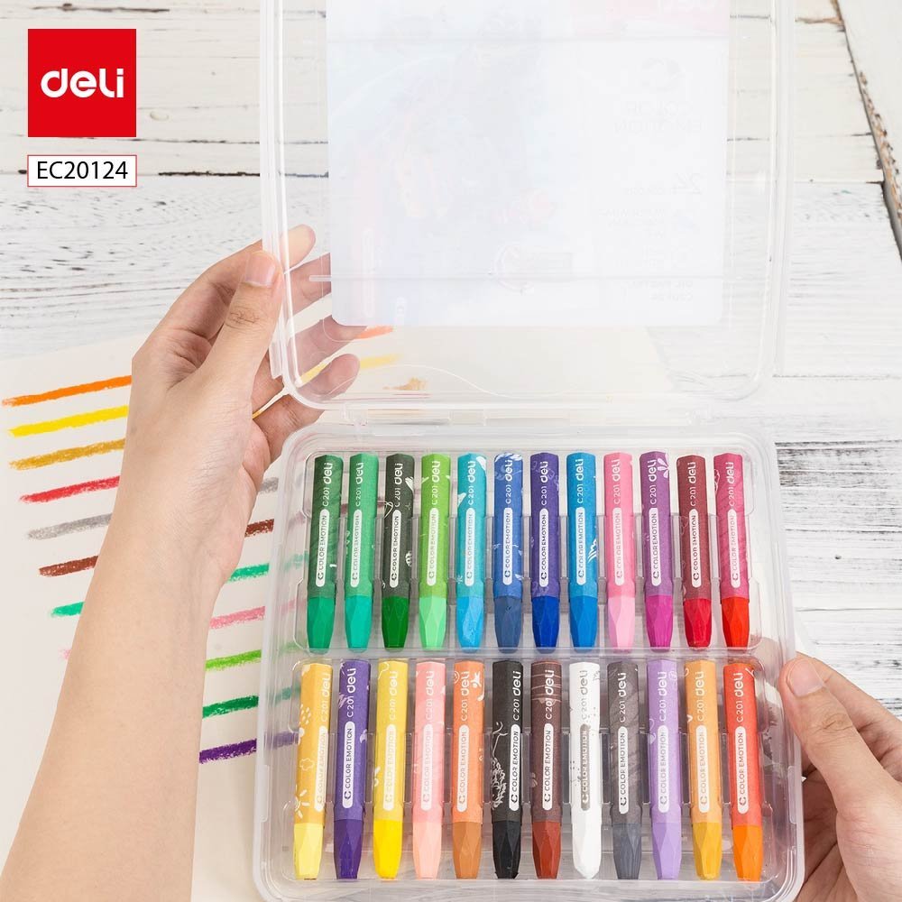 ديلي قلم تلوين اويل باستل سداسي - كالار ايموشن - بوكس بلاستيك 24 لون EC20124-4