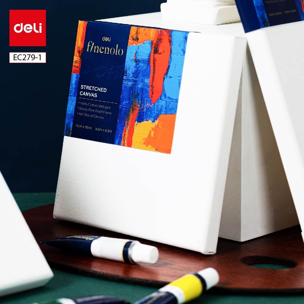 ديلي لوحة قماشية - كانفاس مشدودة - قياس 15*15 سم - 100% قطن - أبيض - EC279-1