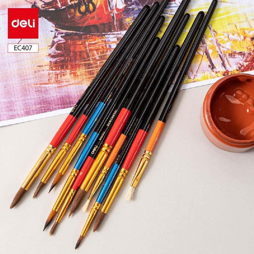 ديلي مجموعة فرشاة رسم - 10 قطع - رأس مبروم/مشطوف - EC407