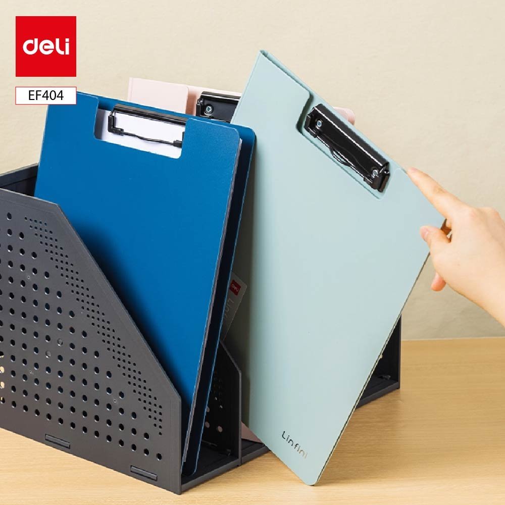 ديلي مسند ورق بلاستيك مع غطاء - علاقة معدن -قياس - A4 أزرق / زيتي / زهر - EF404