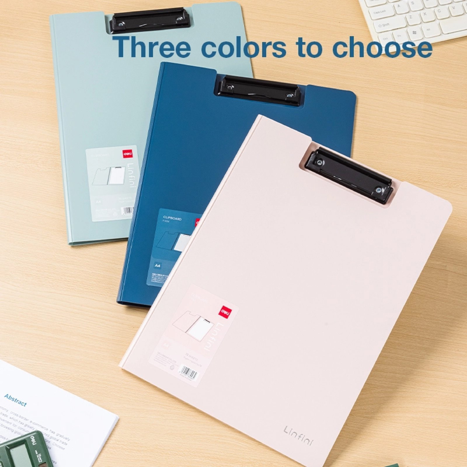 ديلي مسند ورق بلاستيك مع غطاء - علاقة معدن -قياس - A4 أزرق / زيتي / زهر - EF404