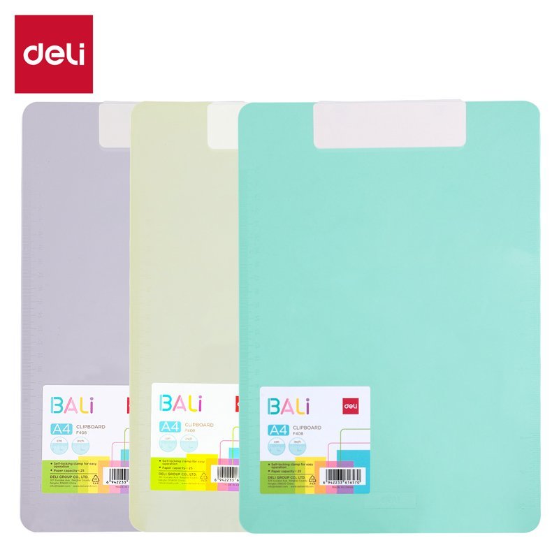 EF408 (1) ديلي مسند ورق بلاستيك - علاقة معدن - قياس - A4 أزرق / أصفر / نهدي - EF408