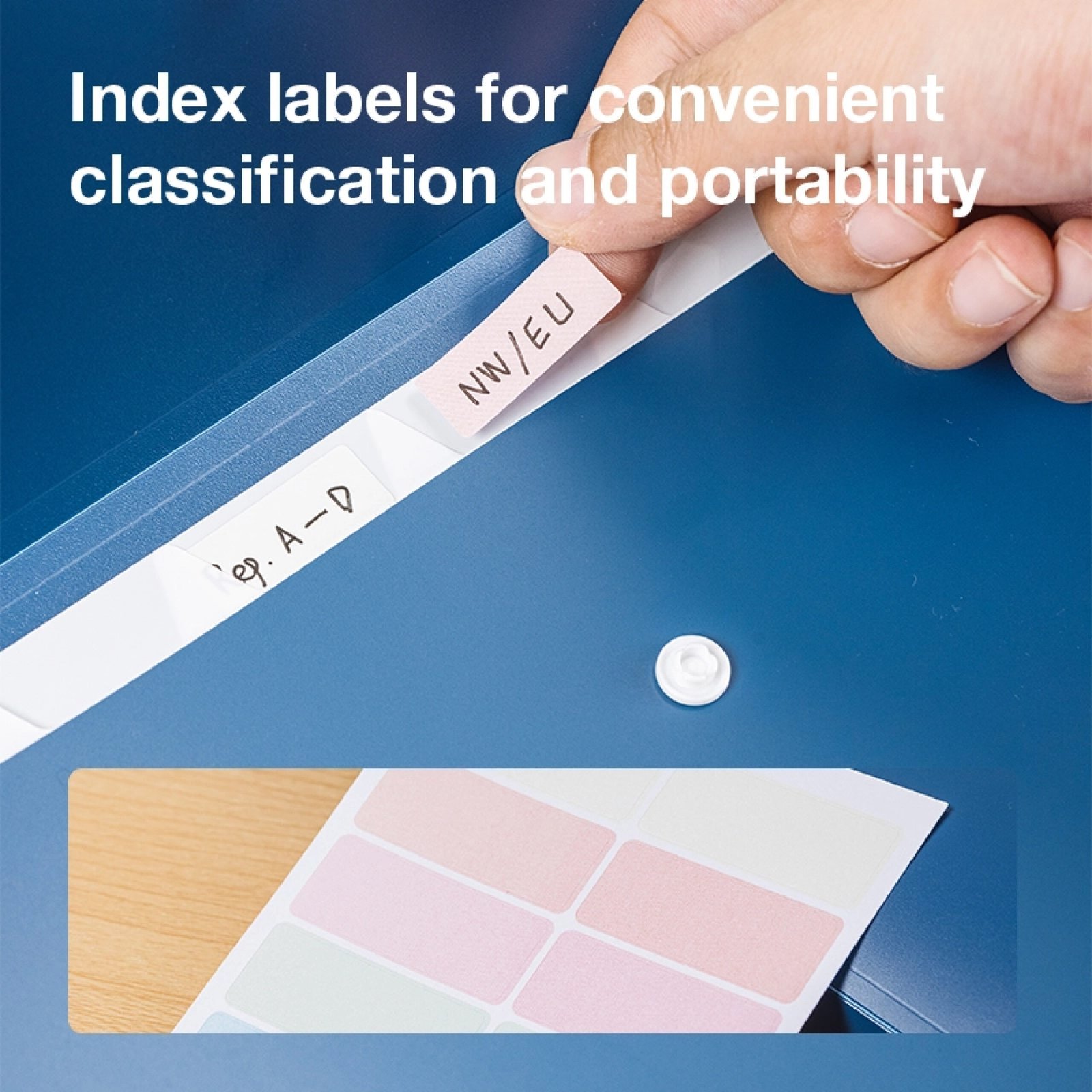 ديلي مصنف حقيبة 8 قسم - قياس - A4 إغلاق بكبسة - أبيض / أزرق زيتي) - EF606