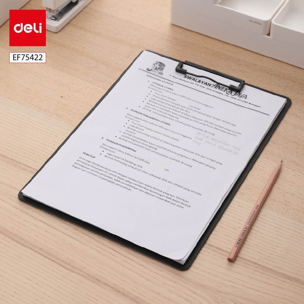 ديلي مسند ورق بلاستيك - علاقة معدن - قياس - A4 اسود EF75422