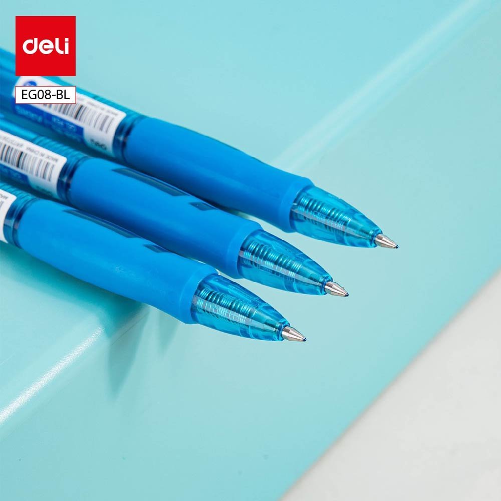 ديلي قلم حبر جل كباس - بدن شفاف - قبضة مطاط ازرق EG08-BL