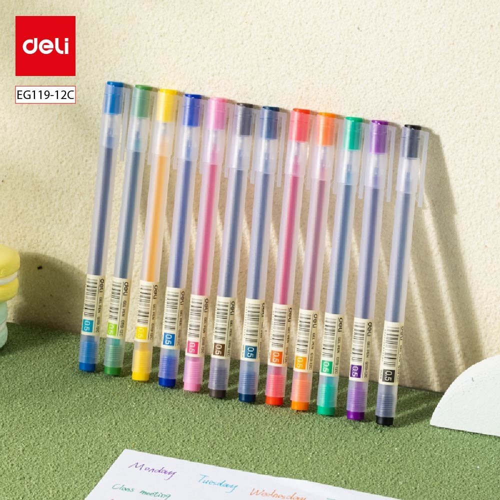 ديلي قلم حبر جل - 0.5 مم - بدن شفاف - 12 لون - EG119-12C