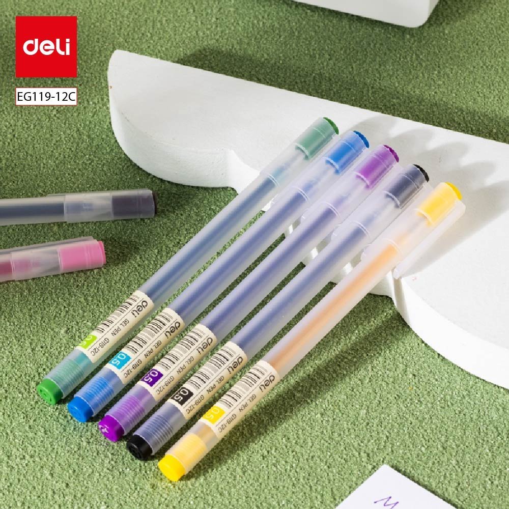 ديلي قلم حبر جل - 0.5 مم - بدن شفاف - 12 لون - EG119-12C
